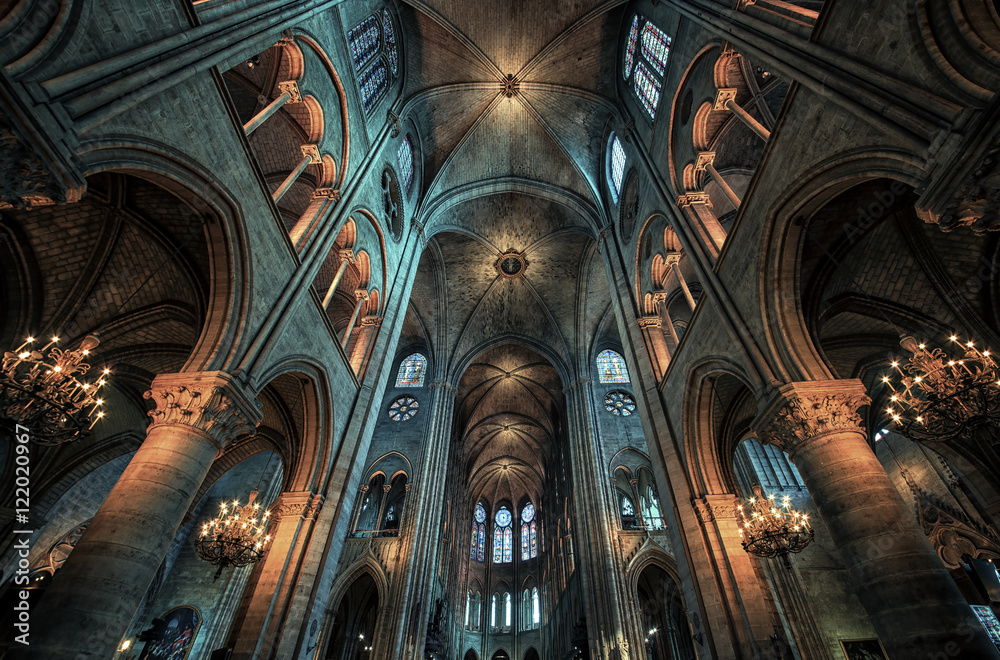 Cathedral Notre Dame in Paris - obrazy, fototapety, plakaty 
