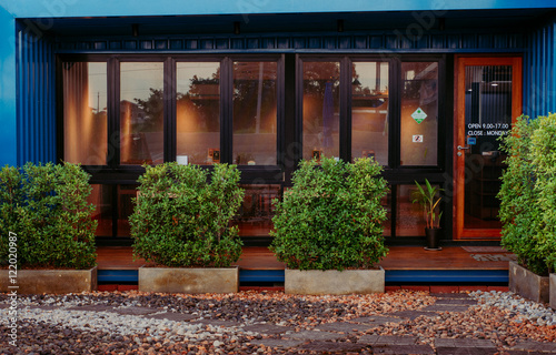 front of restaurant and garden