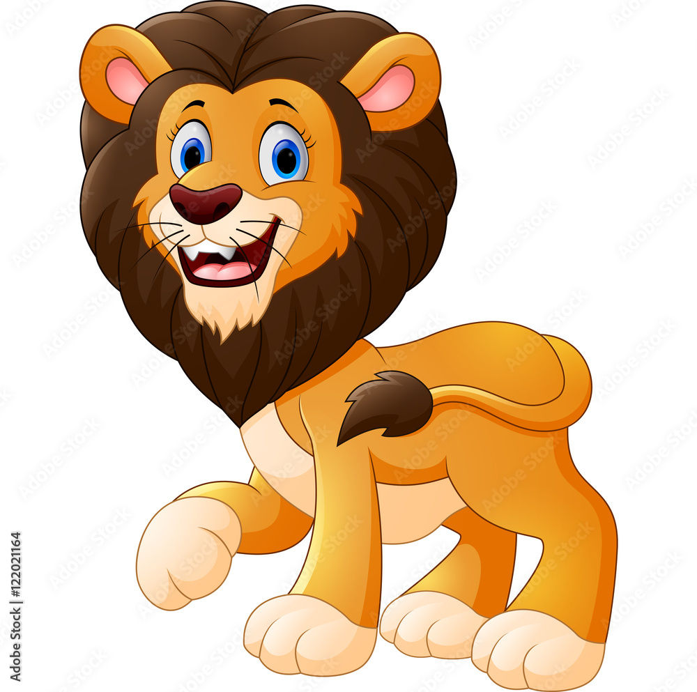 Naklejka premium Cute lion cartoon
