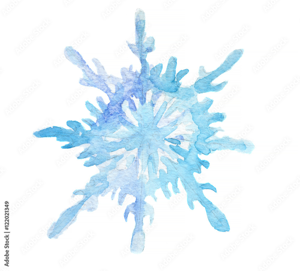 Isolated watercolor snowflake. on white background. Symbol of winter. Beautiful decoration. Isolated watercolor snowflake. on white background. Symbol of winter. Beautiful decoration.
