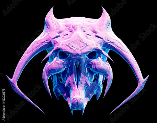 Monster skull design on a black background for Halloween. 3D illustration