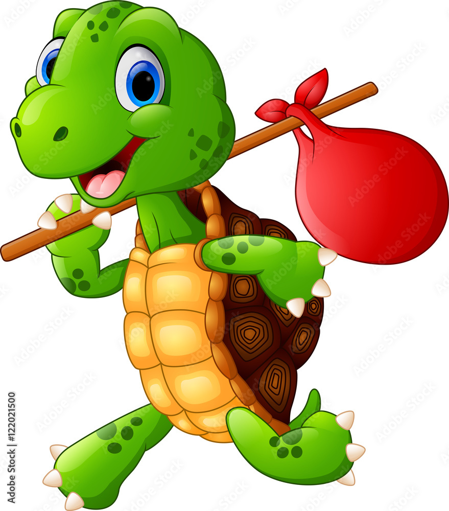 Fototapeta premium Turtle traveling cartoon