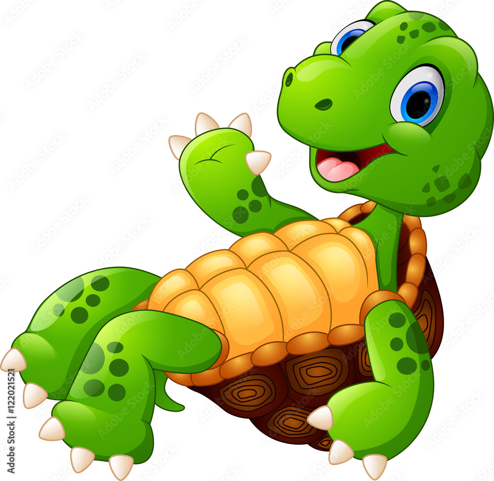 Fototapeta premium Cute turtle cartoon posing