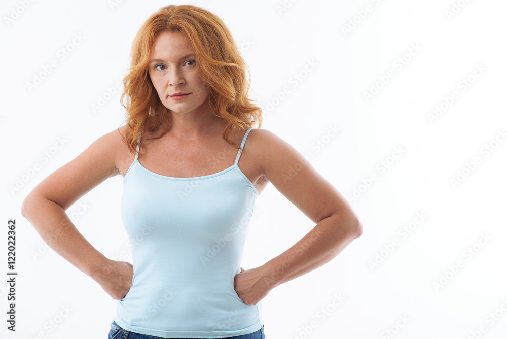 Angry housewife is ready for quarrel Angry housewife is ready for quarrel