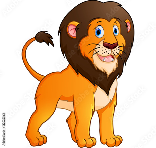 Adorable lion cartoon on white background