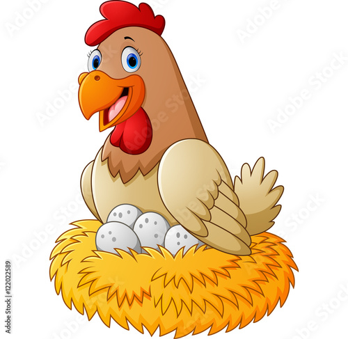 Cartoon hen with egg