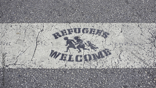 Foto Welcome sign refugees