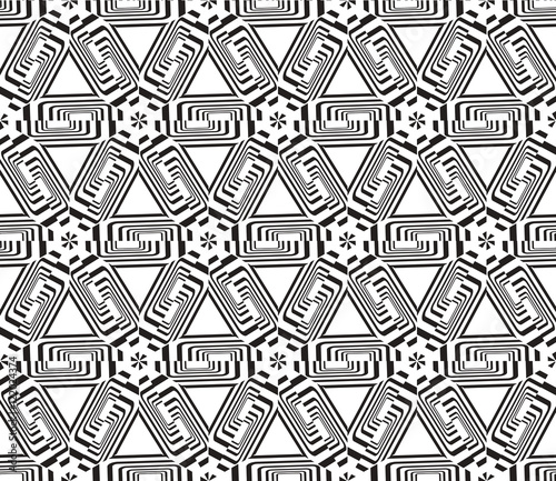 Geometric patterns laid out on a hexagonal pattern