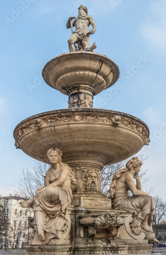 Ornate sculptured fountain