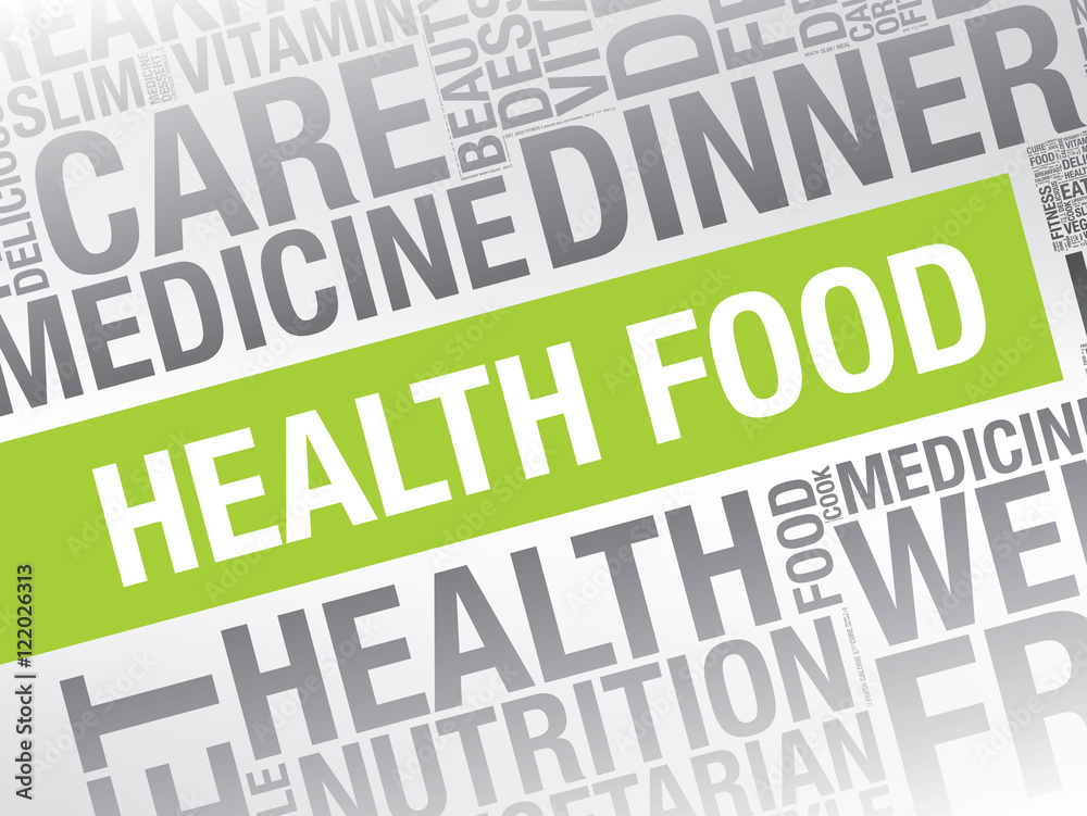 Health Food word cloud vector concept presentation background Health Food word cloud vector concept presentation background