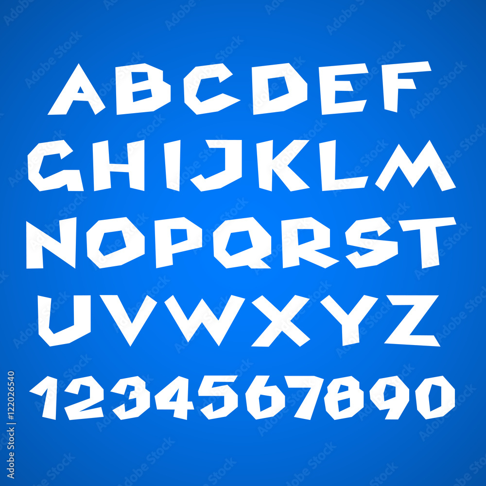 Chopped bold. Alphabet and numbers.