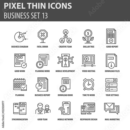 Modern thin line icons set for business