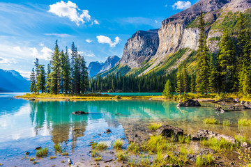 Fototapete Kanada Spirit Island, Maligne Lake, Jasper Nationalpark, Alberta, Kanada  © DILIP