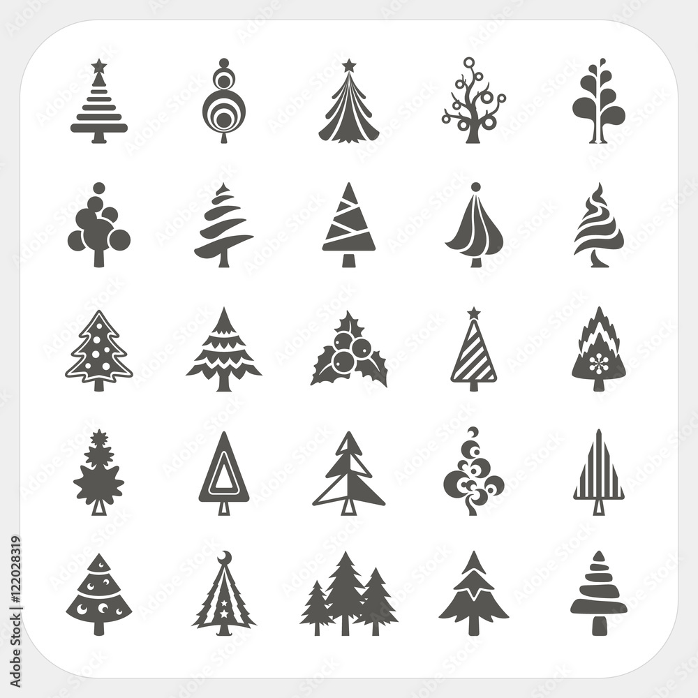 Obraz premium Christmas tree icons set