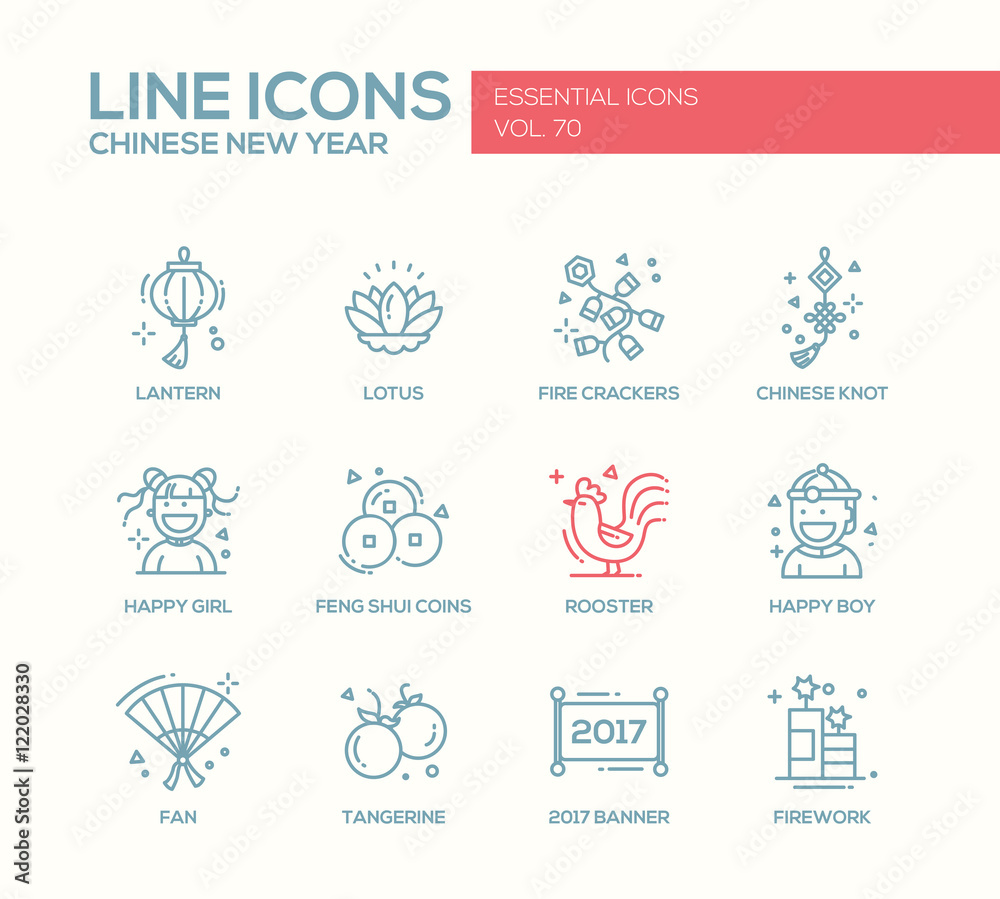 Chinese New Year - line design icons set