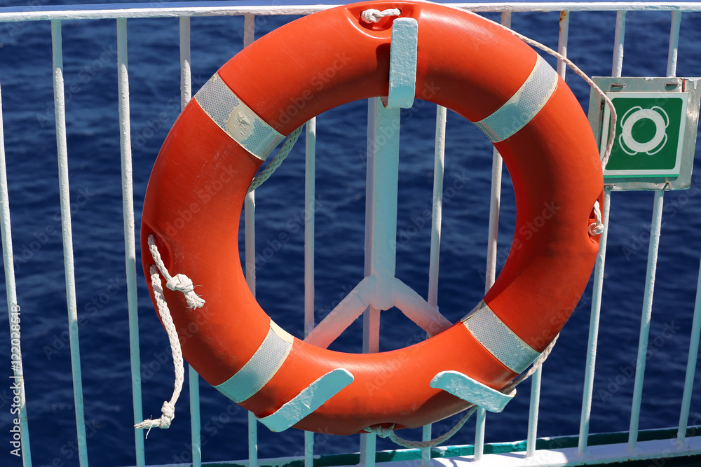 Fototapeta premium Life Buoy On The Deck Of Cruise Ship