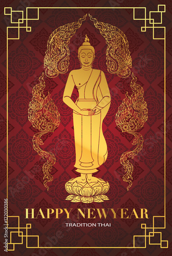 buddha new year greeting card design