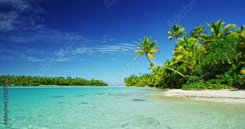 Beautiful tropical island paradise with palm trees in the South Pacific