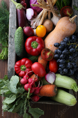 Fresh produce in wood crate