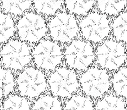 Outline geometric patterns laid out on the hexagonal pattern