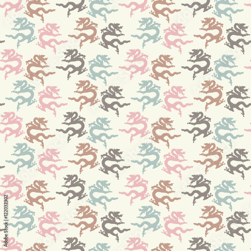 Simple vector seamless dragon pattern. Print. Cloth design, wallpaper.