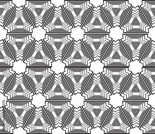 Geometric patterns laid out on a hexagonal pattern 