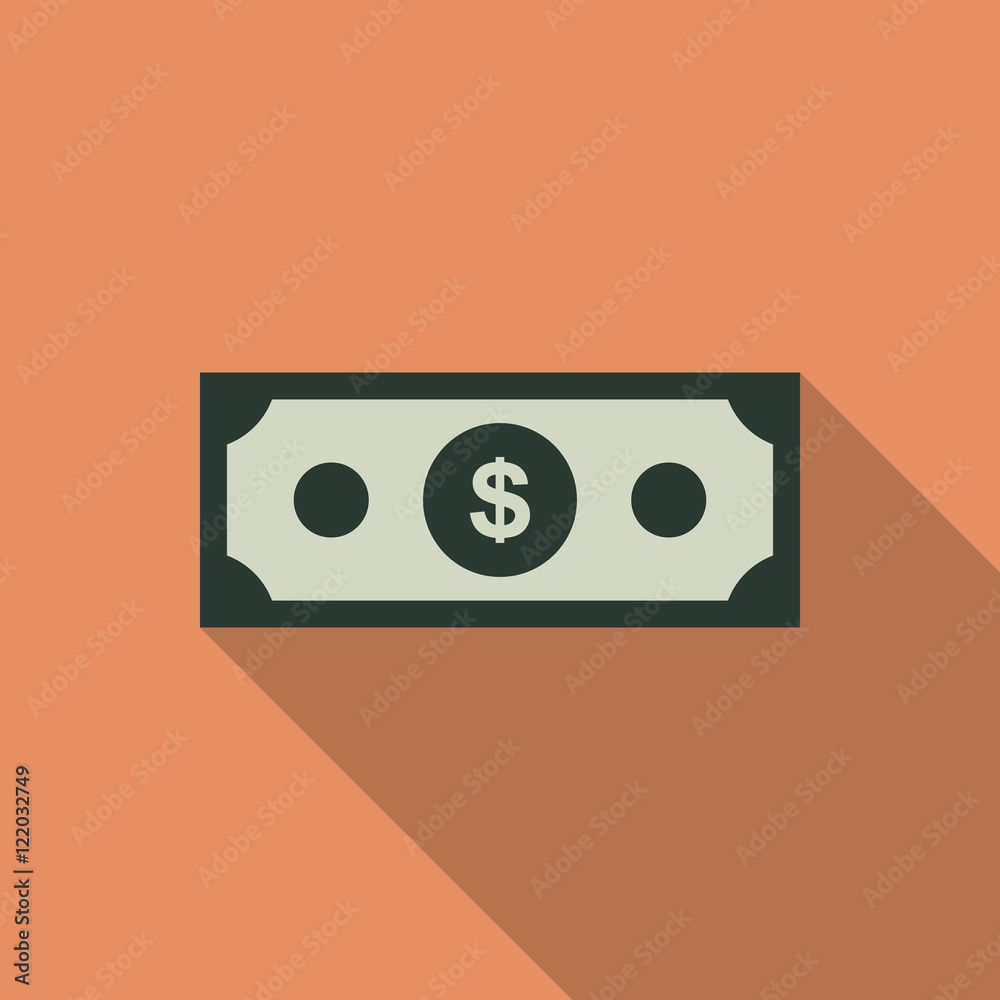 Dollar currency flat on brown background vector Dollar currency flat on brown background vector