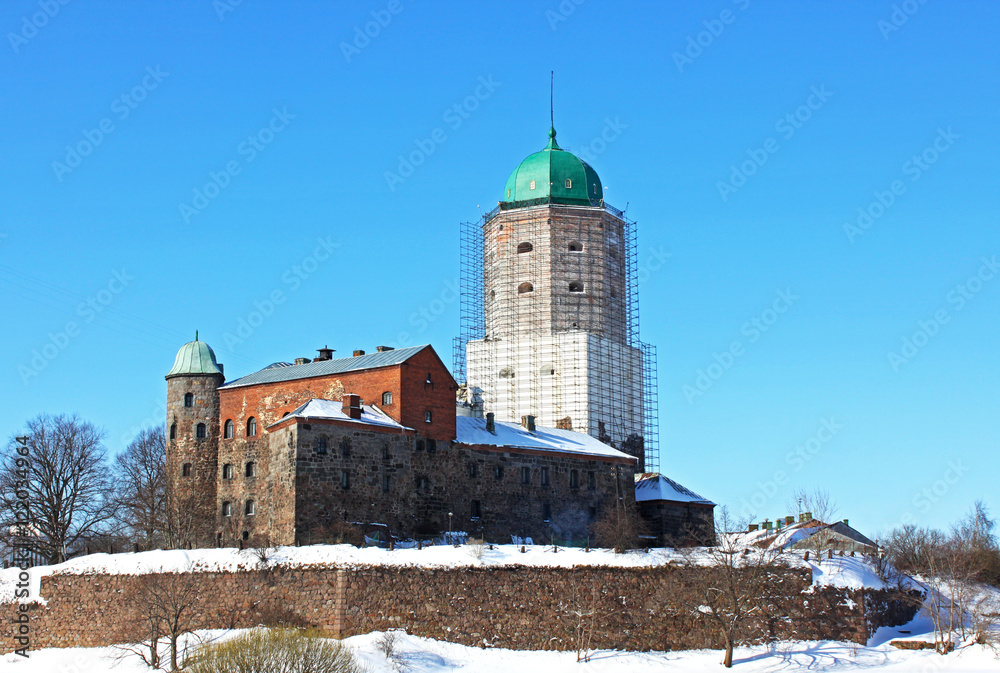 Vyborg Castle on a winter morning