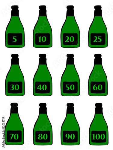 Numbered Green Bottles