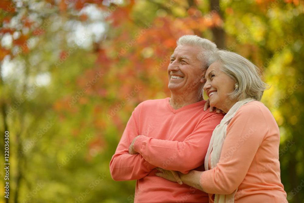 Senior couple in autumn park