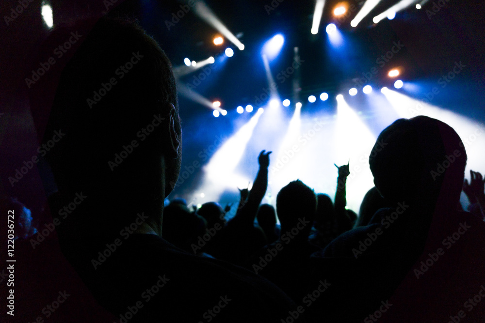 Obraz premium sylwetka ludzie rock show