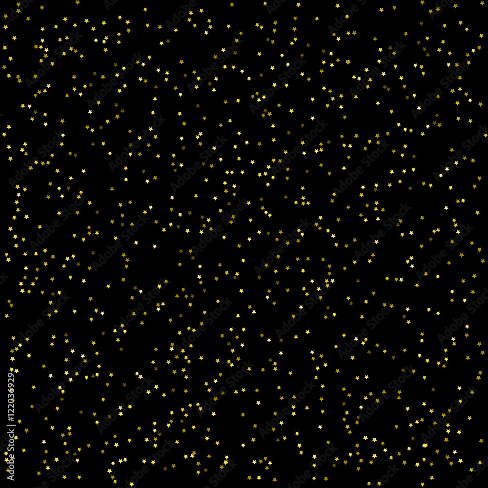 Seamless abstract star pattern vector, black background