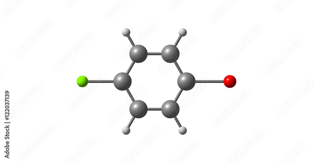 1-Bromo-4-chlorobenzene molecular structure isolated on white 1-Bromo-4-chlorobenzene molecular structure isolated on white