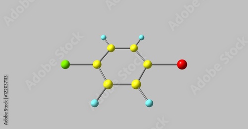 1-Bromo-4-chlorobenzene molecular structure isolated on grey