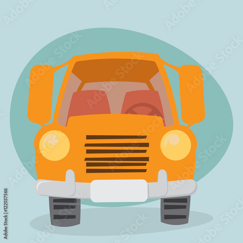 Cartoon Yellow Truck  - front view
