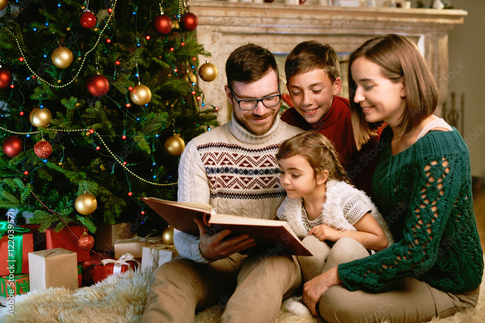 Family with book Family with book