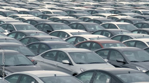 Storage Parking Lot of New Unsold Cars