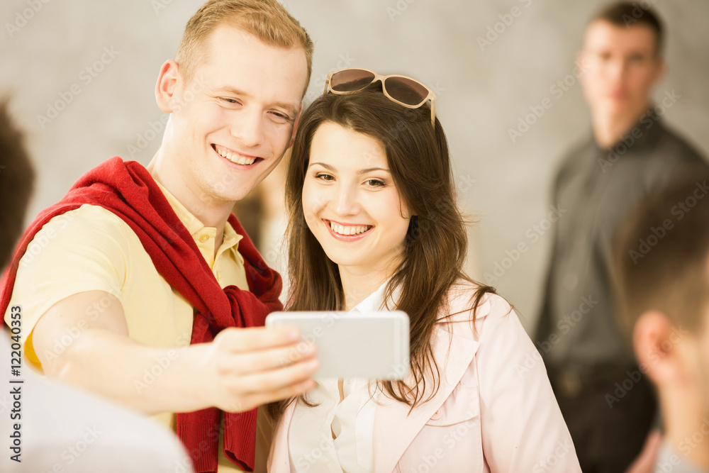 Taking selfie with smartphone Taking selfie with smartphone
