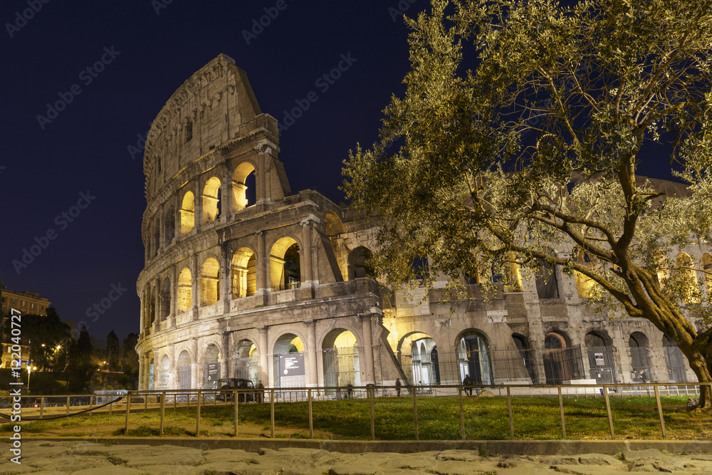 Fototapeta premium Colosseum at night, Rome, Italy