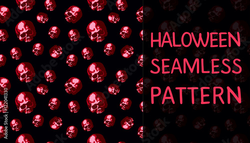 Haloween scary seamless vector background with the skull