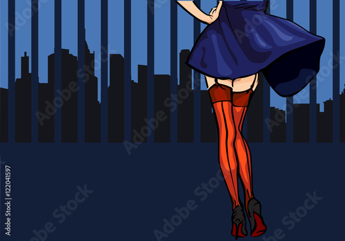 Slim shapely female legs in stockings vector