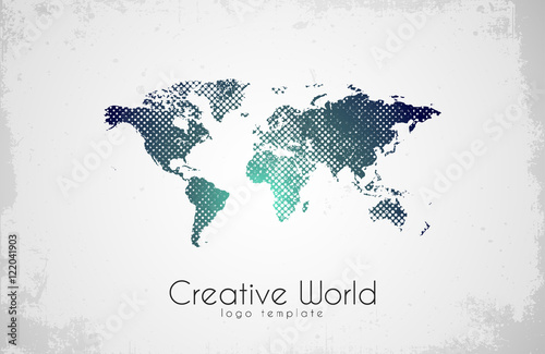 Fototapeta Naklejka Na Ścianę i Meble -  World map logo. Creative world design. Creative logo