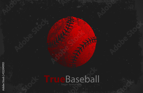 Baseball logo. Baseball ball design. Grunge logo. Sport logo