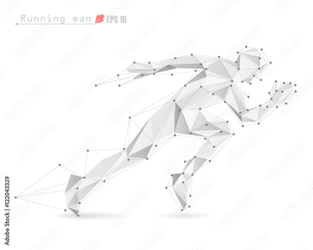 Running man from triangles. Abstract run. Sport. Vector.