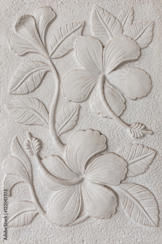 The White stucco wall flower