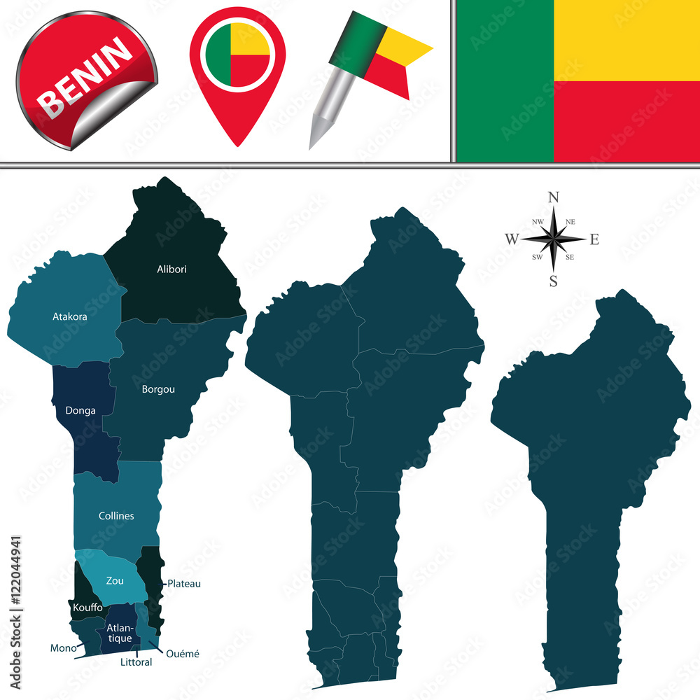 Map of Benin with Named Departments