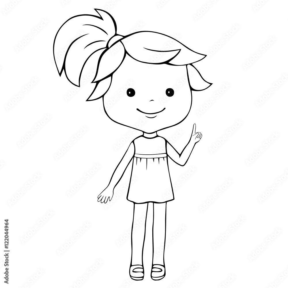 Illustration of cartoon girl in black color Illustration of cartoon girl in black color