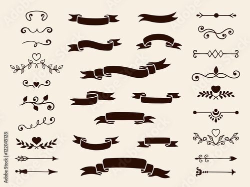 Collection of decorative elements for design. Vector illustration.