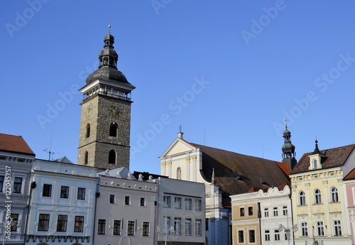 Architecture from Ceske Budejovice with blue sky