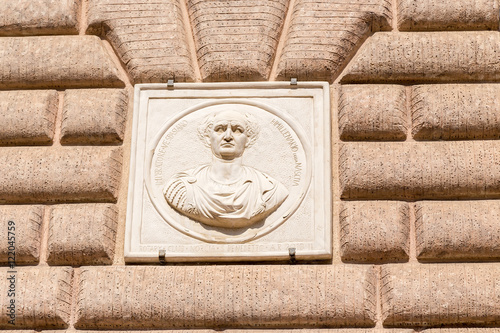 Norcia, Italy. Bas-relief in honor of Emperor Vespasian